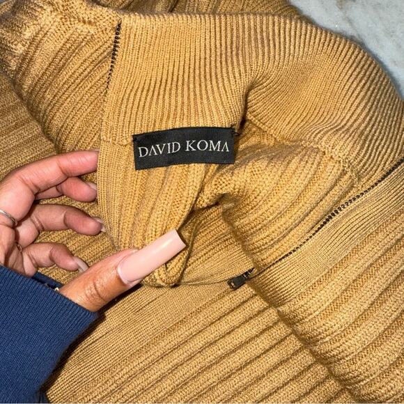 David Koma Camel Side Cutout Ribbed Knit Mini Dress - Picture 14 of 17